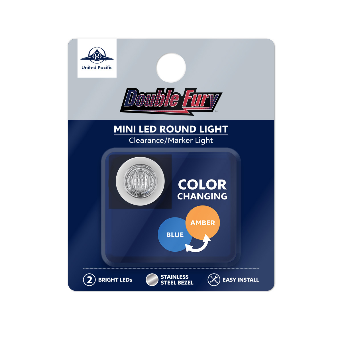 2 LED 3/4" Mini Dual Function Double Fury Light (Clearance/Marker) - Amber & Blue LED/Clear Lens - Thumbnail 11