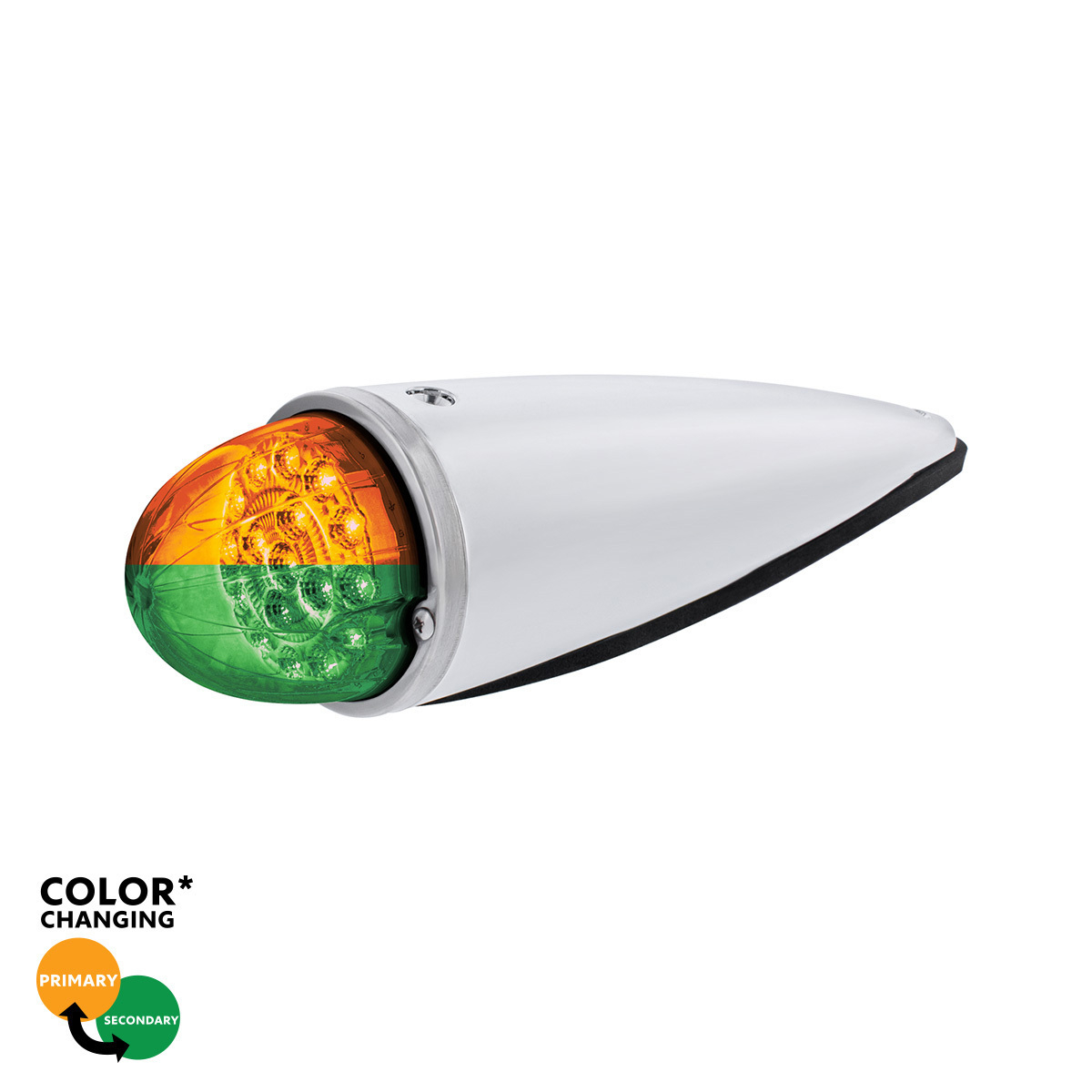 Double Fury 17 LED Dual Function Watermelon Torpedo Cab Light-Amber & Green LED/Clear Lens - Thumbnail 18