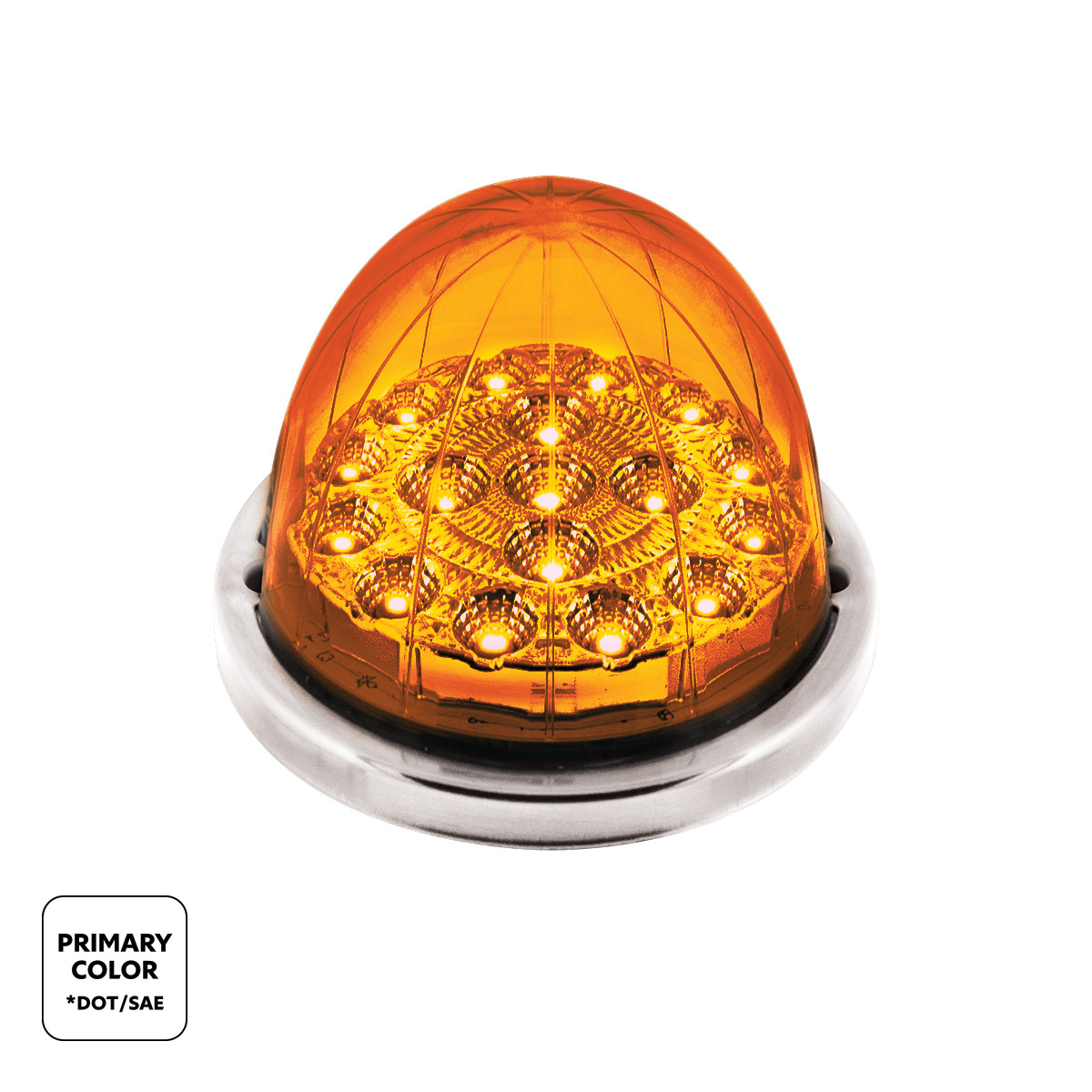 17 LED Watermelon Dual Function Double Fury Light Flush Mount Kit With Low Profile SS Bezel-Amber & Red LED - Thumbnail 2