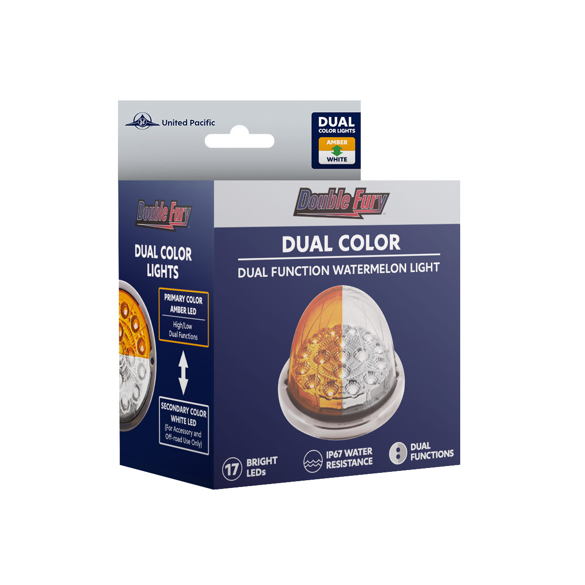 17 LED Watermelon Dual Function Double Fury Light Flush Mount Kit With Low Profile SS Bezel-Amber & White LED - Thumbnail 12