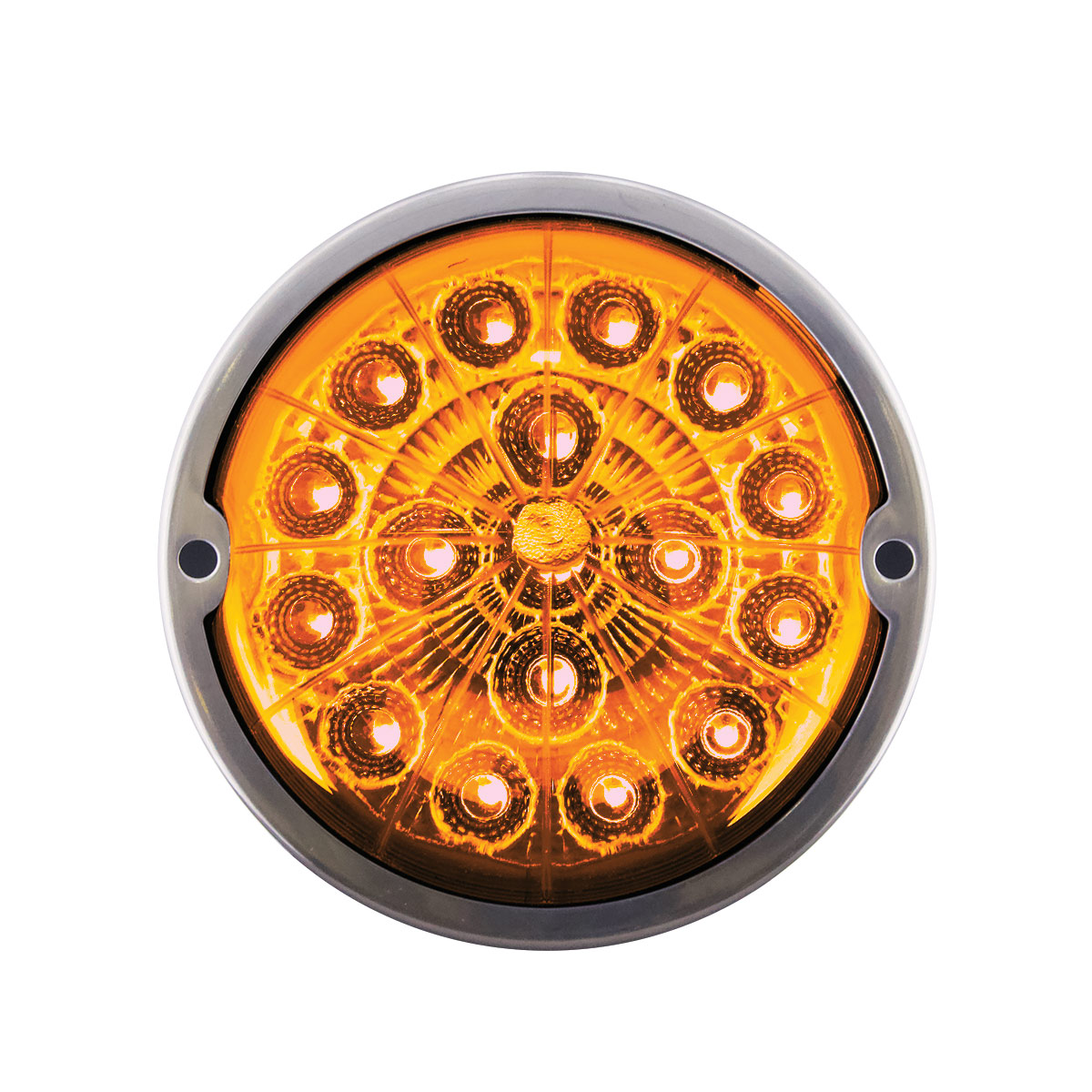 17 LED Watermelon Dual Function Double Fury Light Flush Mount Kit With Low Profile SS Bezel-Amber & White LED - Thumbnail 6