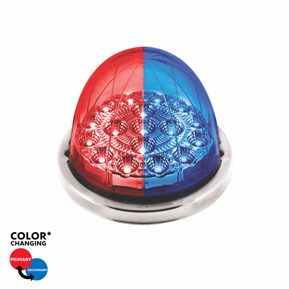 17 LED Watermelon Dual Function Double Fury Light Flush Mount Kit With Low Profile SS Bezel-Red & Blue LED - Thumbnail 13