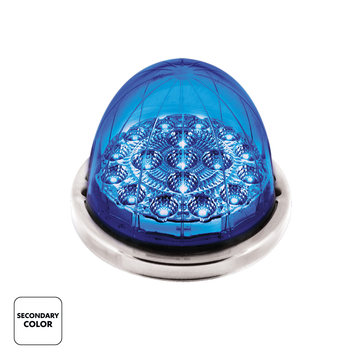 17 LED Watermelon Dual Function Double Fury Light Flush Mount Kit With Low Profile SS Bezel-Red & Blue LED - Thumbnail 3