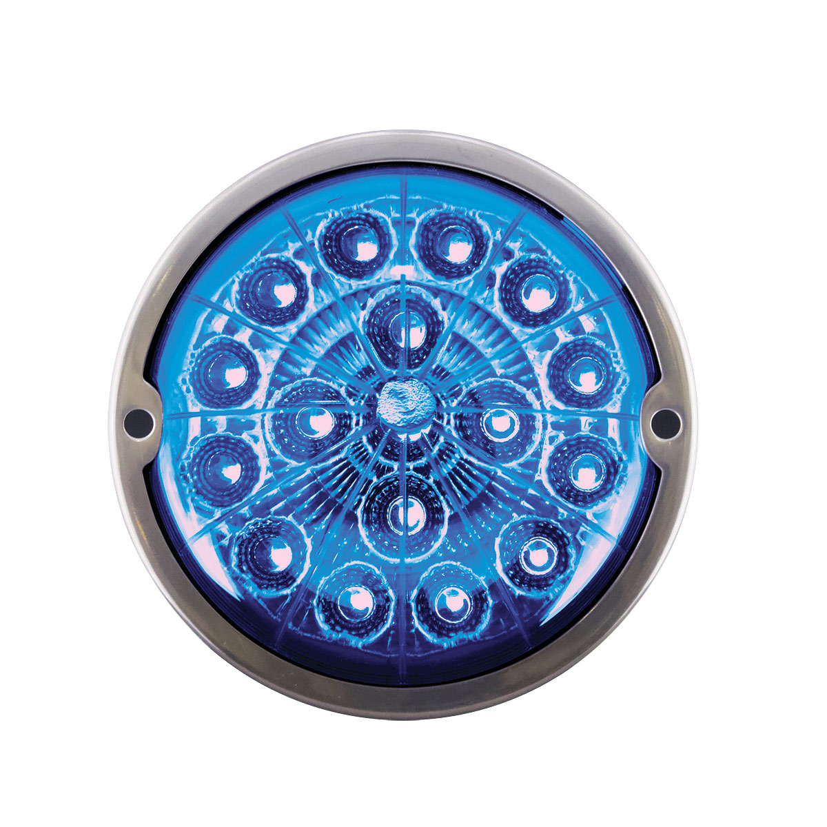 17 LED Watermelon Dual Function Double Fury Light Flush Mount Kit With Low Profile SS Bezel-Red & Blue LED - Thumbnail 7