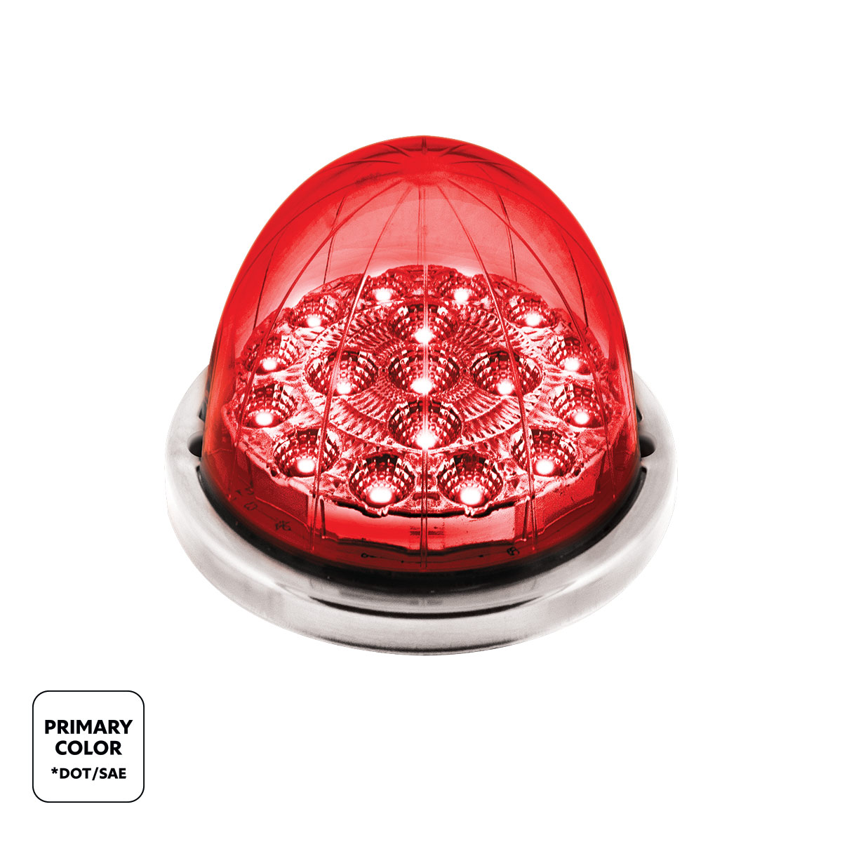 17 LED Watermelon Dual Function Double Fury Light Flush Mount Kit With Low Profile SS Bezel-Red & Green LED - Thumbnail 2