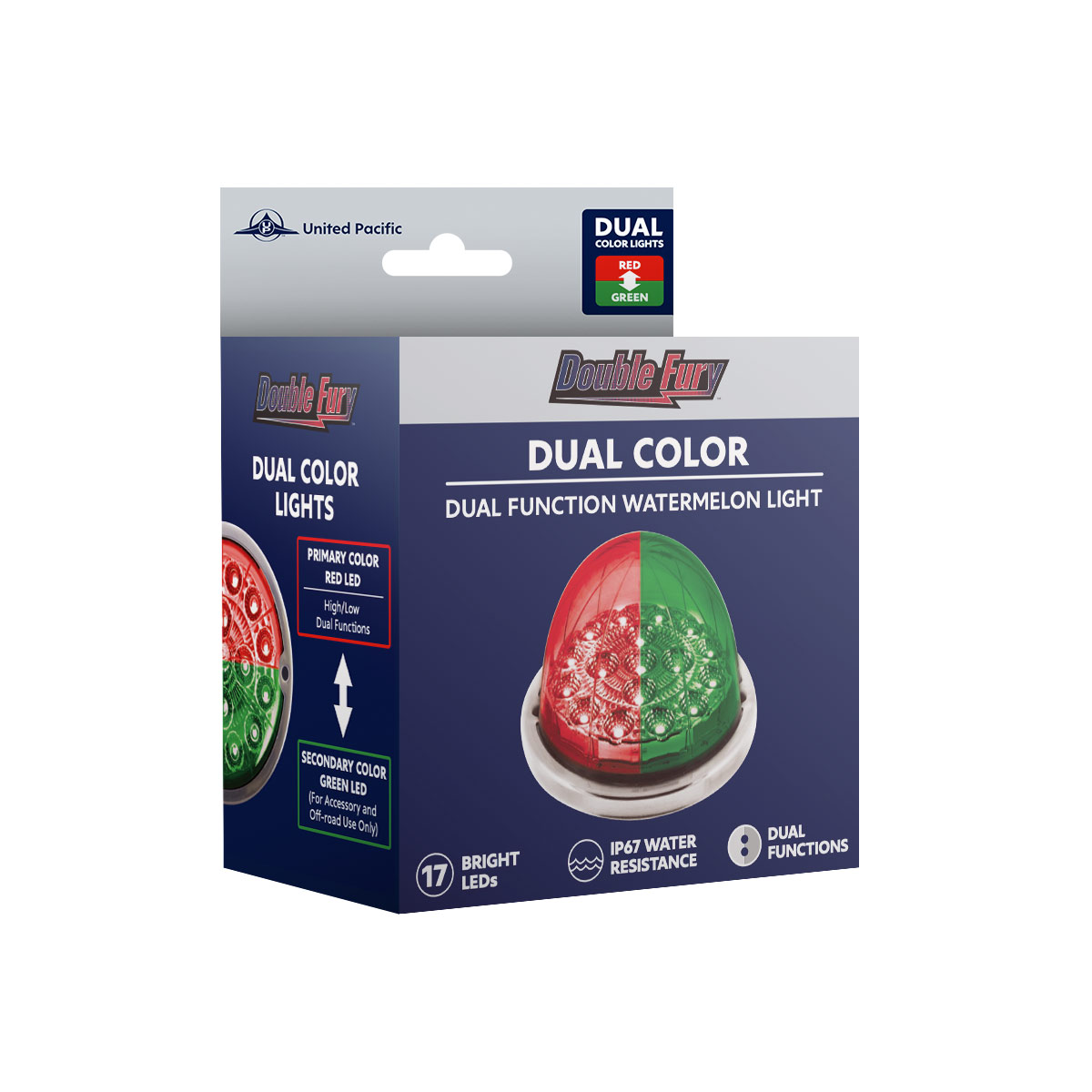 17 LED Watermelon Dual Function Double Fury Light Flush Mount Kit With Low Profile SS Bezel-Red & Green LED - Thumbnail 12