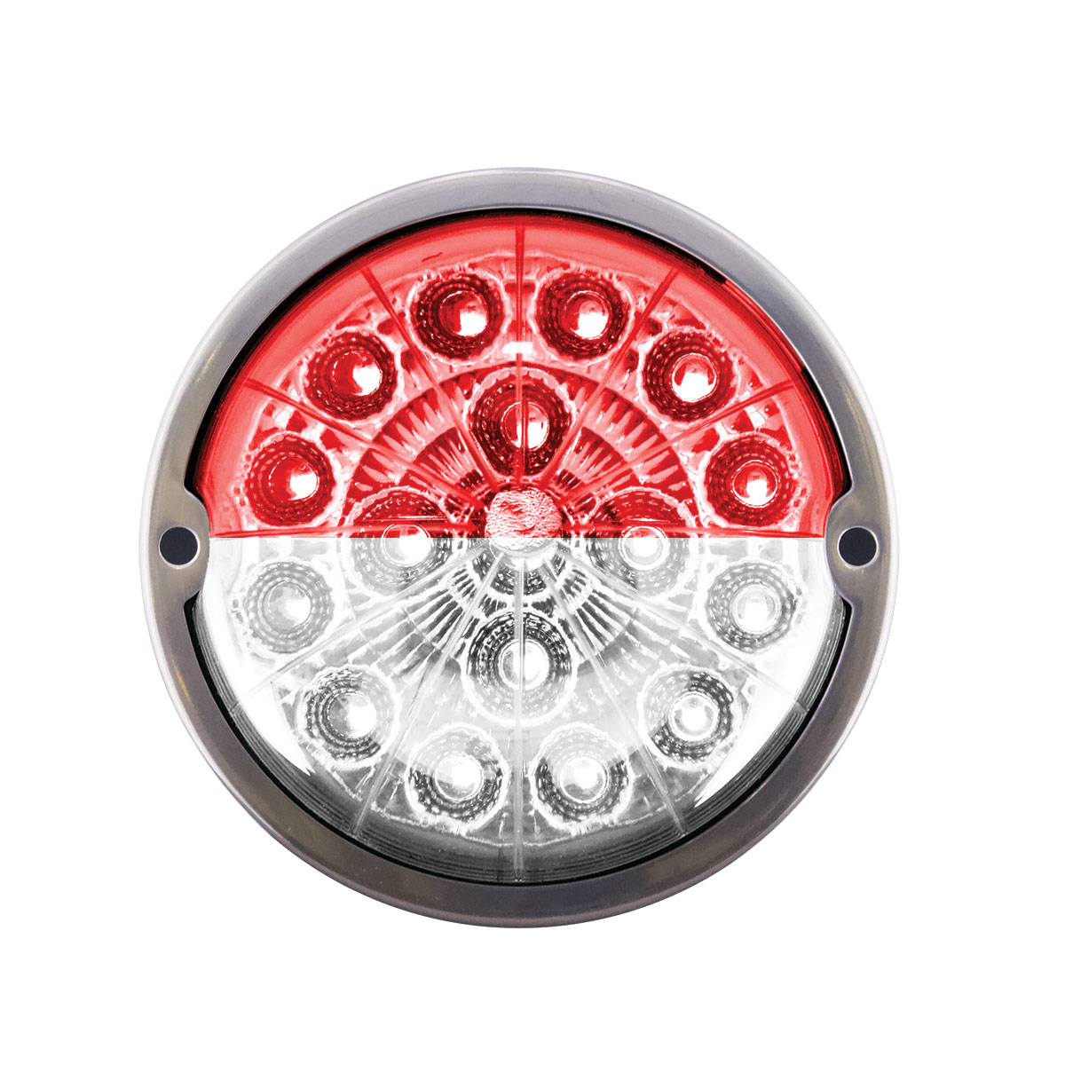 17 LED Watermelon Dual Function Double Fury Light Flush Mount Kit With Low Profile SS Bezel-Red & White LED - Thumbnail 5