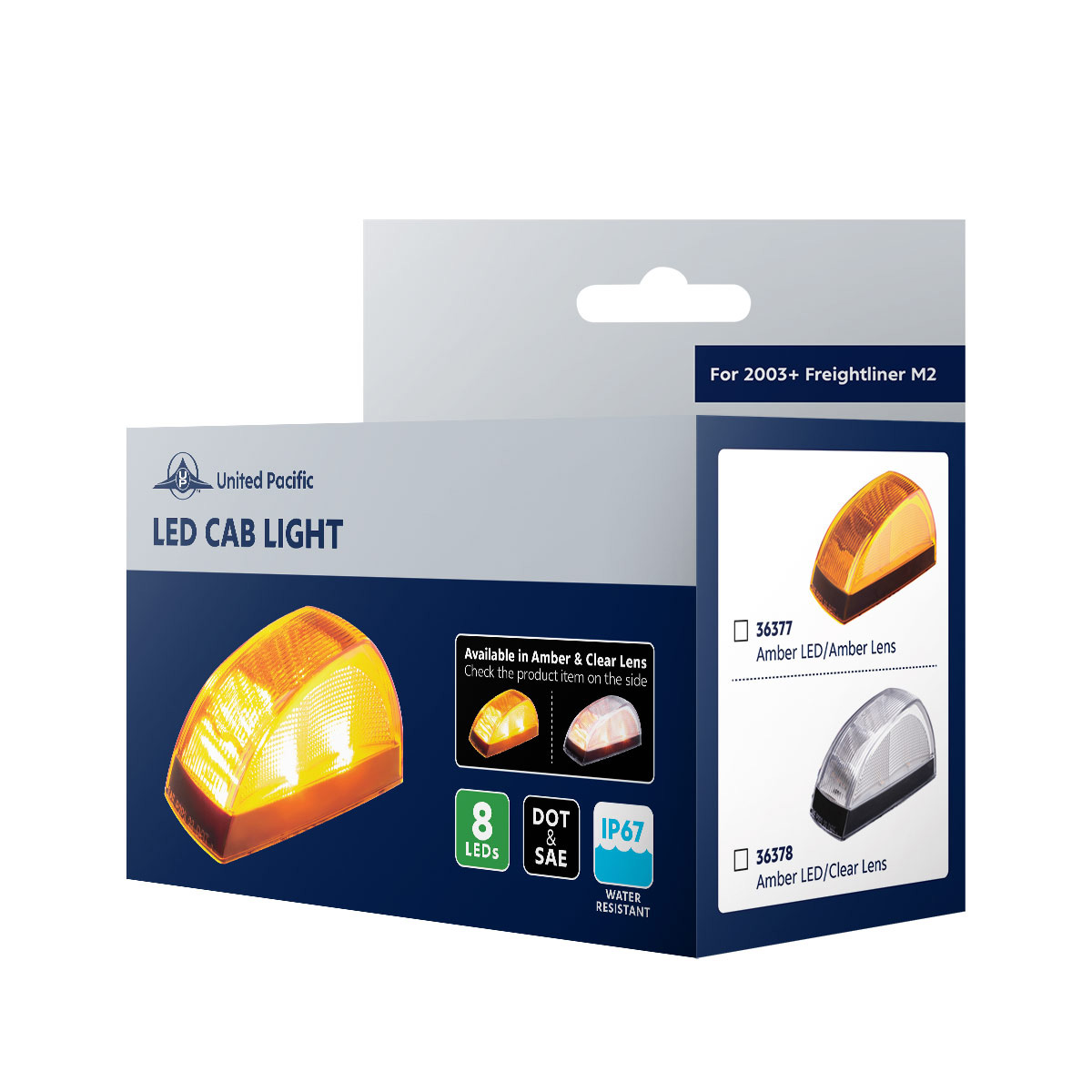 8 LED Cab Light For Freightliner M2-Amber LED/Clear Lens - Thumbnail 10