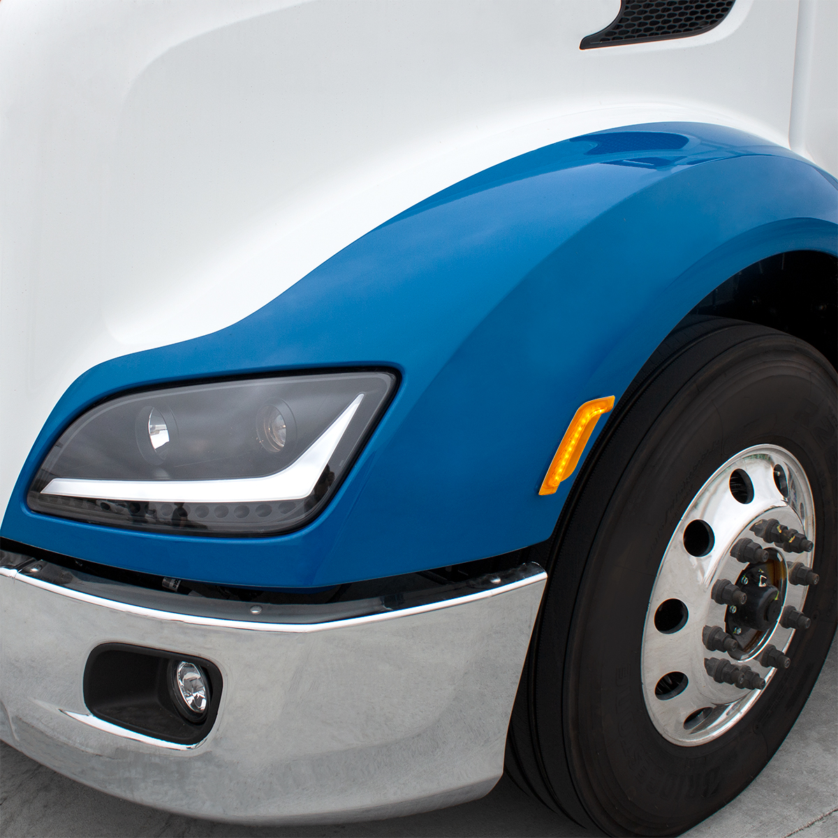 12 Amber LED Fender Turn Signal Light For Peterbilt 579 (2012-2021) & 587 (2012-2018)- Driver, Amber Lens - Thumbnail 7