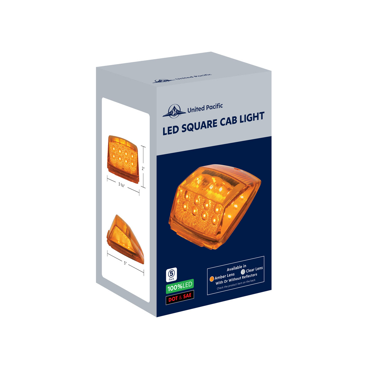 36 LED Square Cab Light - Amber LED/Amber Lens (5-Pack) - Thumbnail 5