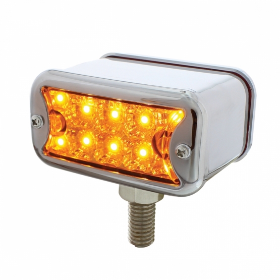 20 LED Dual Function Reflector Double Face Light With Bezel - T-Mount - Amber & Red LED/Amber & Red Lens