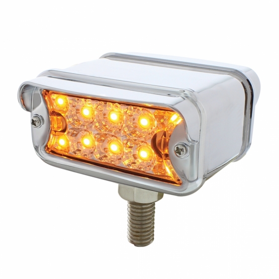 20 LED Dual Function Reflector Double Face Light With Visor - T-Mount -Amber & Red LED/Clear Lens