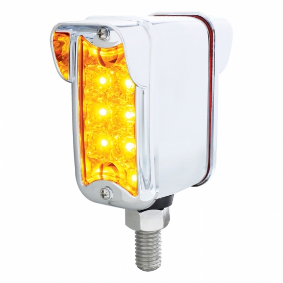 10 LED Dual Function Reflector Double Face Light W/Visor - Vertical Straight Mount -Amber & Red LED/Amber & Red Lens
