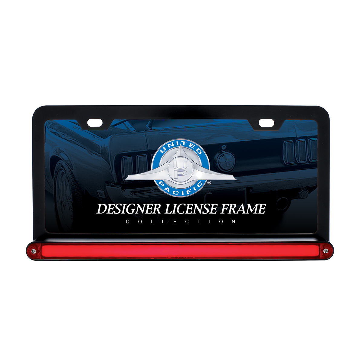 Black License Plate Frame With 24 LED 12" GloLight Bar - Red LED/Red Lens - Thumbnail 3