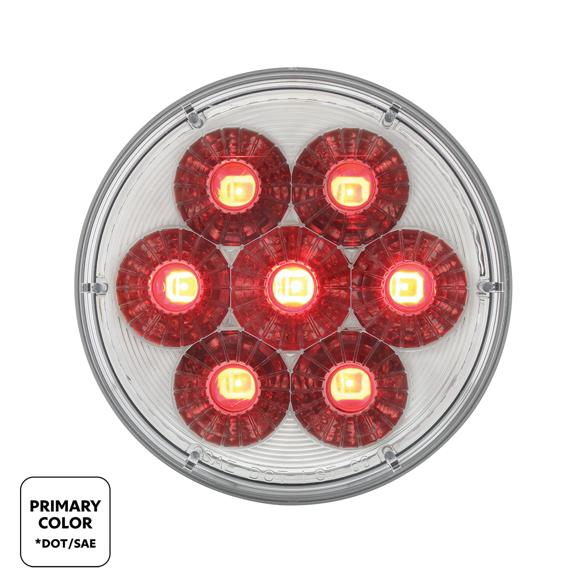 14 LED 4" Round Double Fury Light (Stop, Turn & Tail) - Red & Amber LED/ Clear Lens - Thumbnail 2