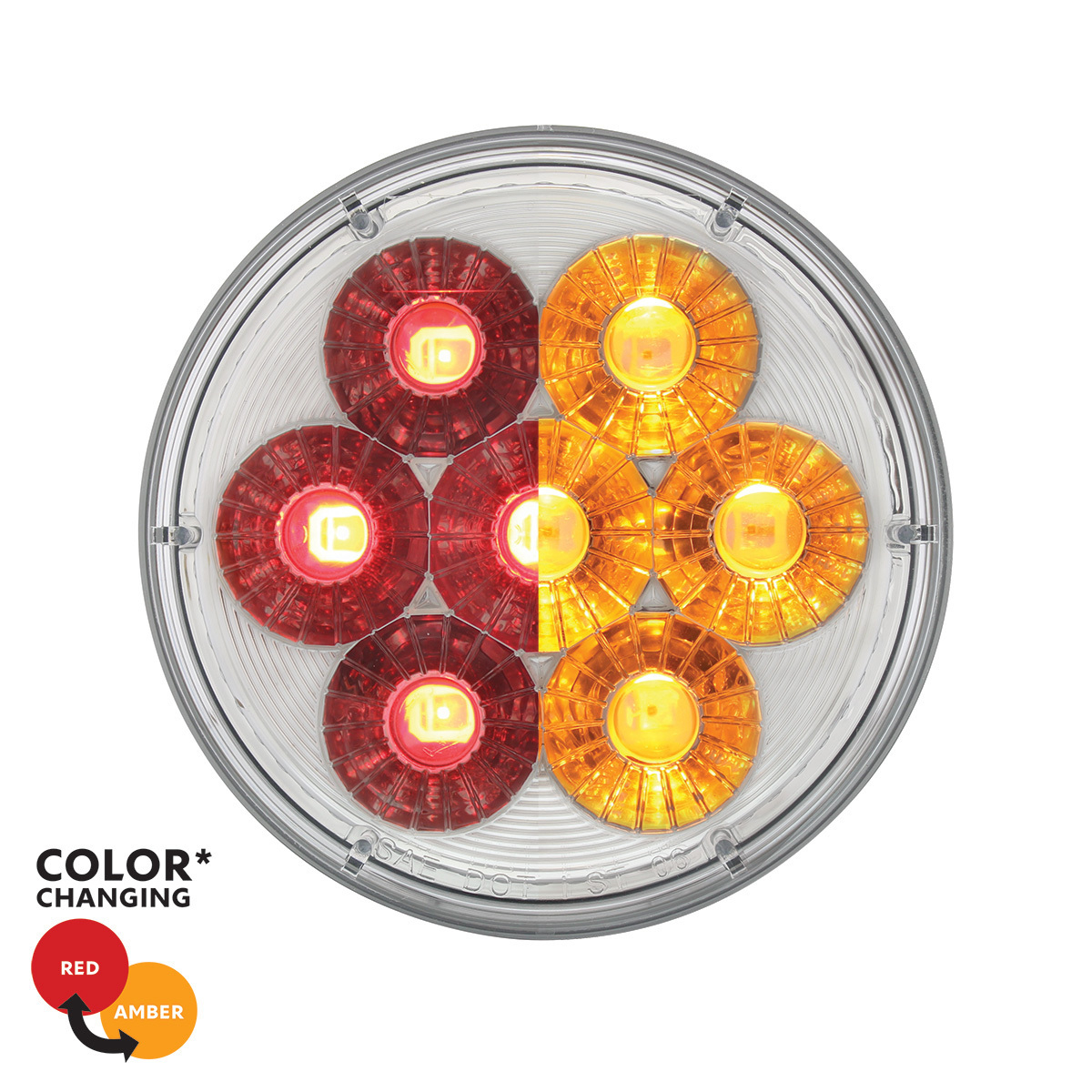 14 LED 4" Round Double Fury Light (Stop, Turn & Tail) - Red & Amber LED/ Clear Lens - Thumbnail 10