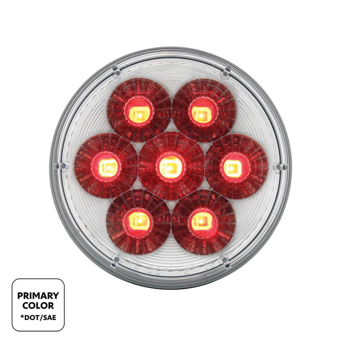 14 LED 4" Round Double Fury Light (Stop, Turn & Tail) - Red & Blue LED/Clear Lens - Thumbnail 2