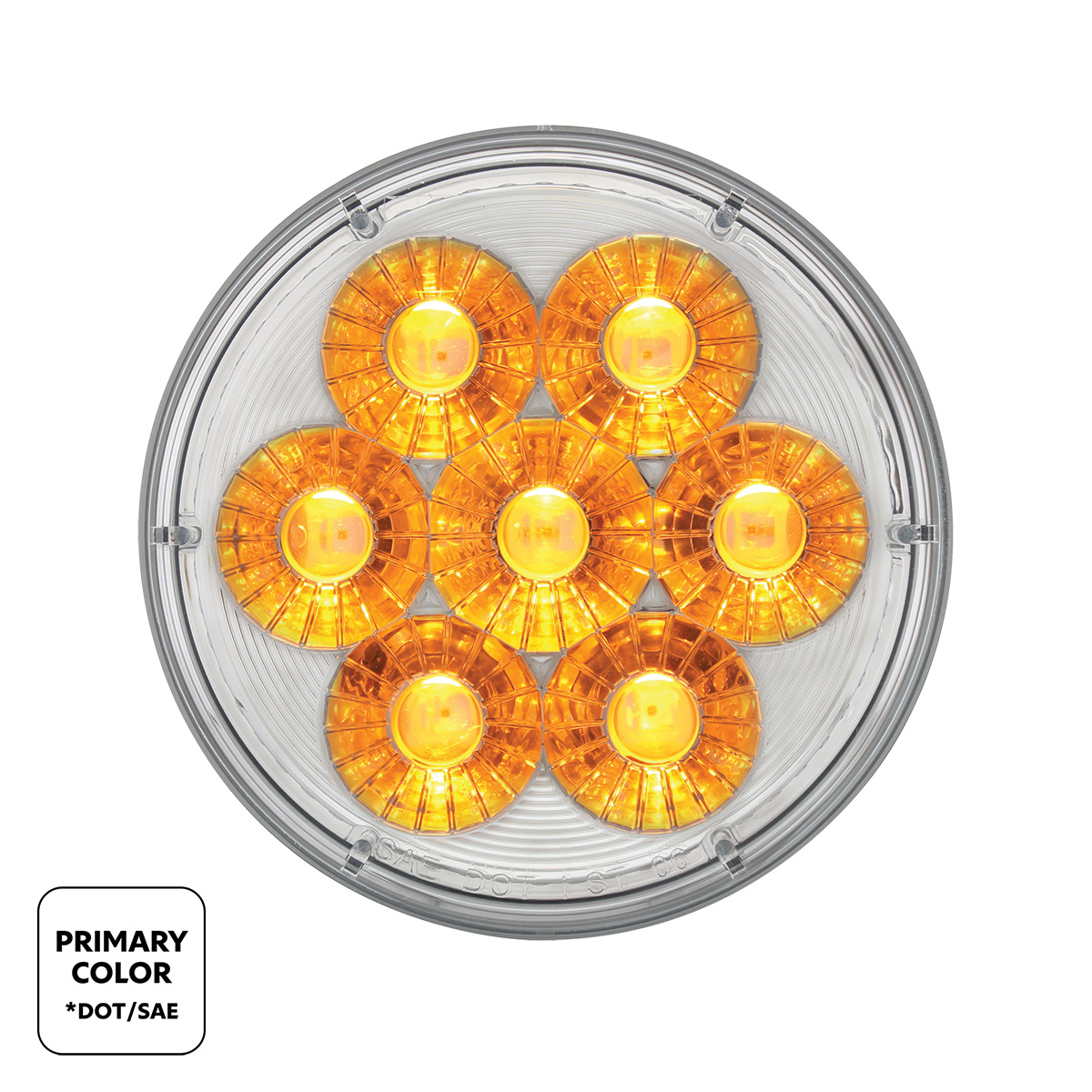 14 LED 4" Round Double Fury Light (Turn Signal) - Amber & Blue LED/Clear Lens - Thumbnail 2