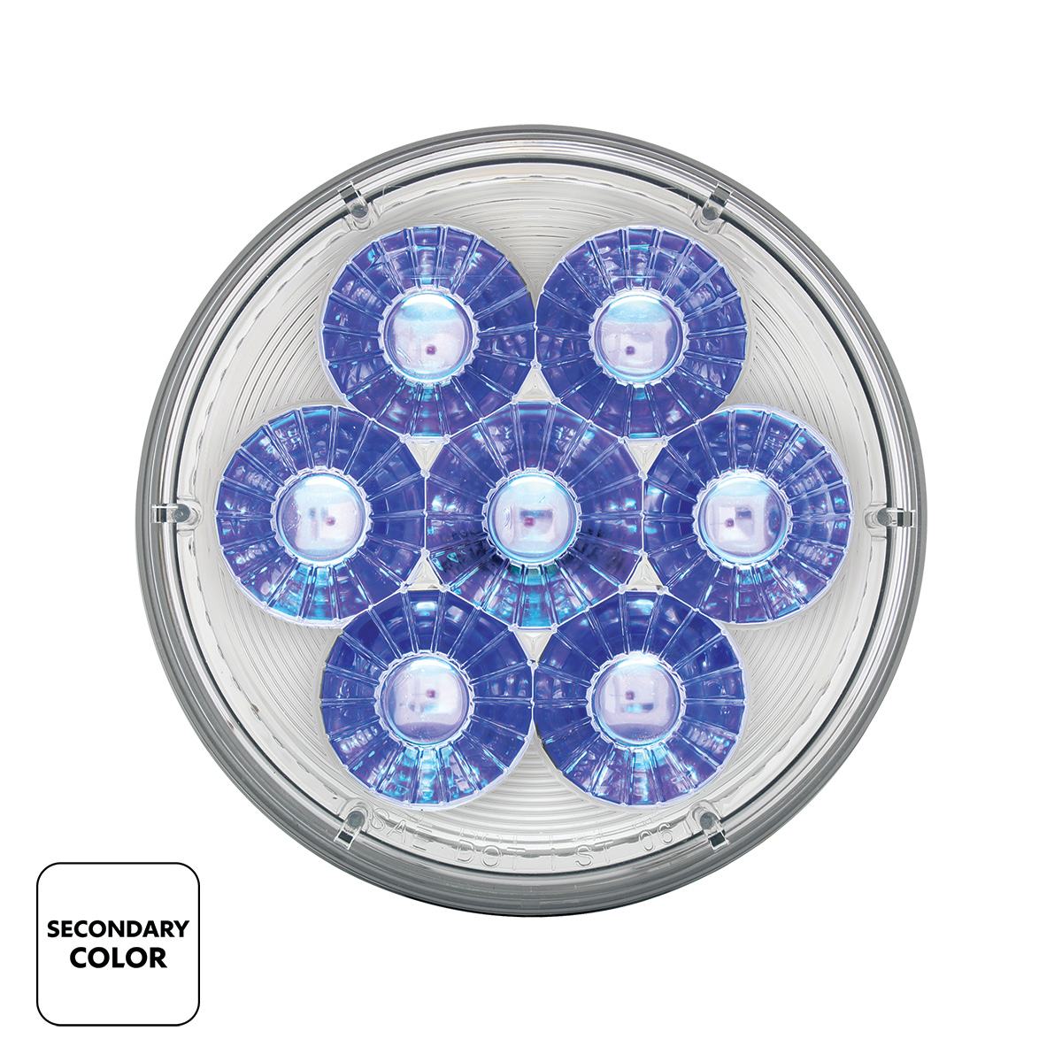 14 LED 4" Round Double Fury Light (Turn Signal) - Amber & Blue LED/Clear Lens - Thumbnail 3