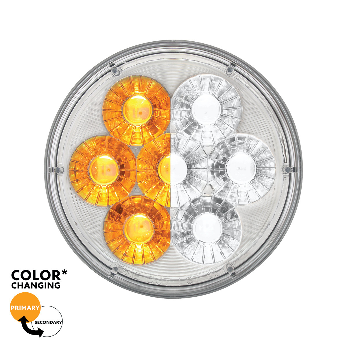 14 LED 4" Round Double Fury Light (Turn Signal) - Amber & White LED/Clear Lens - Thumbnail 10
