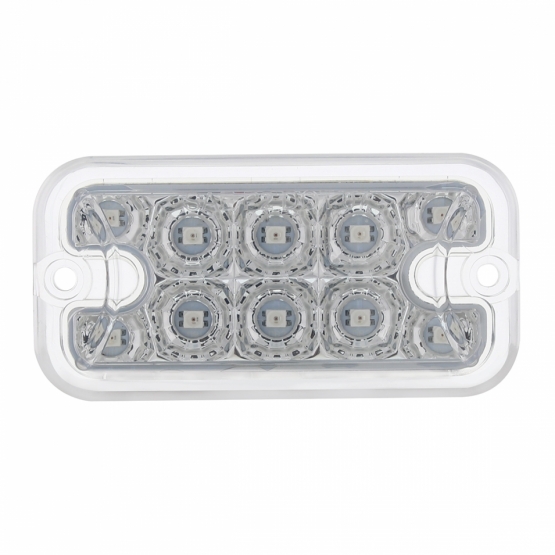 10 LED Dual Function Reflector Rectangular Light - Amber LED/Clear Lens (Bulk) - Thumbnail 4