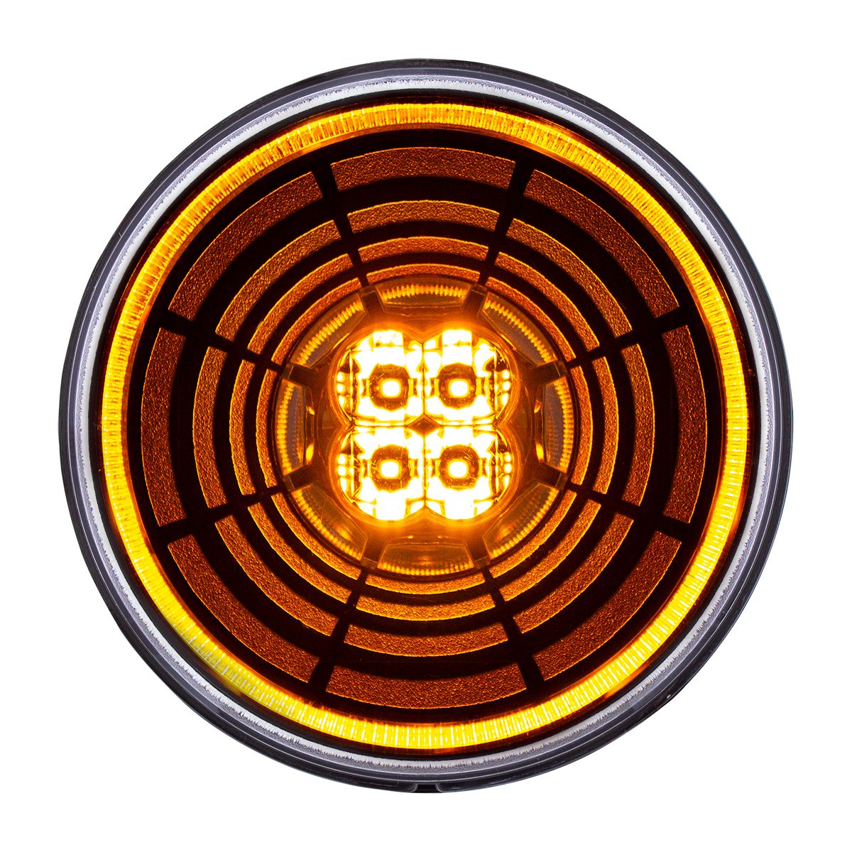 13 LED 4" Round Abyss Light (Turn Signal) - Amber LED/Clear Lens