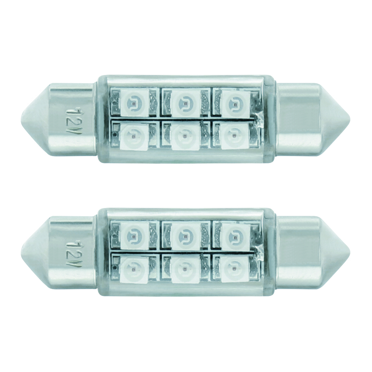 6 SMD High Power Micro LED 6418/6461-36mm Dome Light Bulb - Amber (2-Pack)