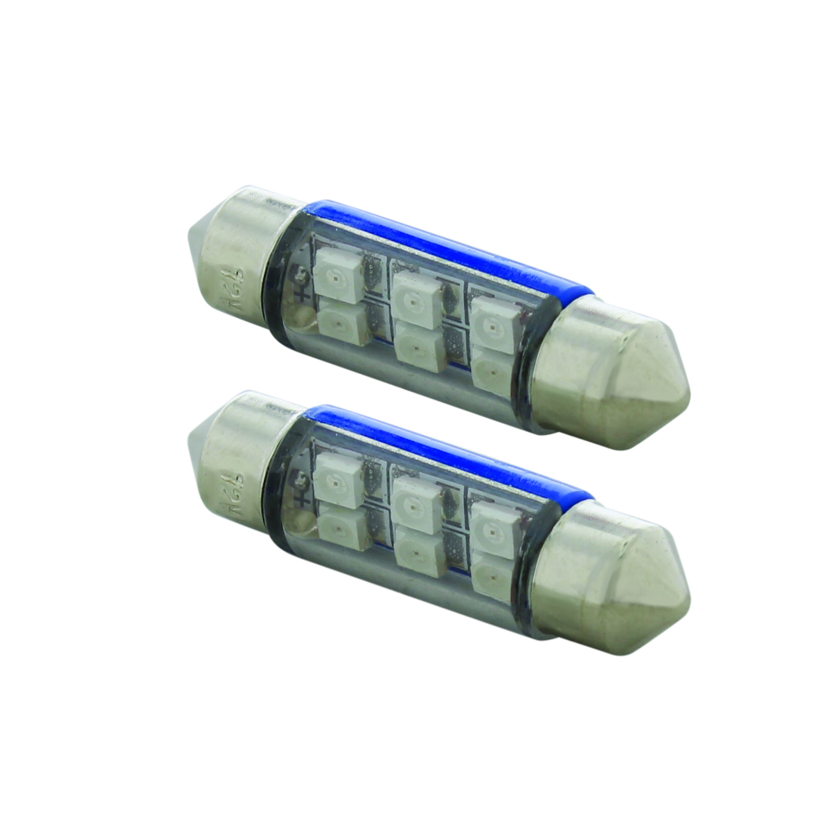 6 SMD High Power Micro LED 6418/6461-36mm Dome Light Bulb - Blue (2-Pack) - Thumbnail 3