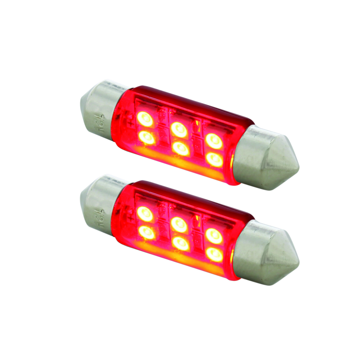 6 SMD High Power Micro LED 6418/6461-36mm Dome Light Bulb - Red (2-Pack) - Thumbnail 2
