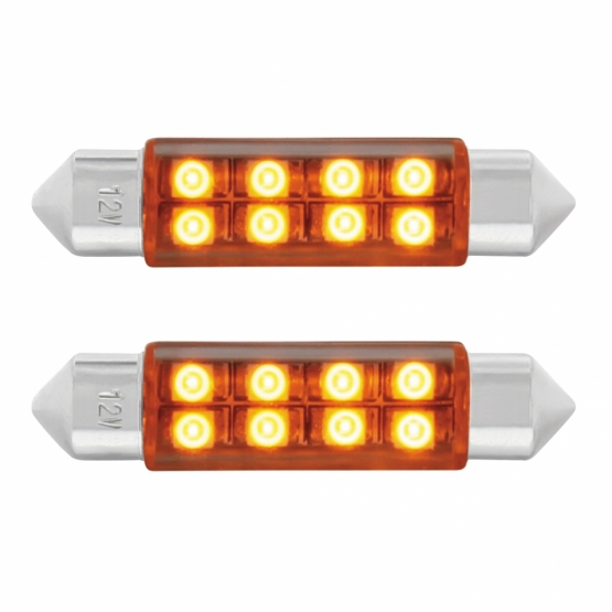 8 SMD High Power Micro LED 211-2 Dome Light Bulb - Amber (2-Pack)