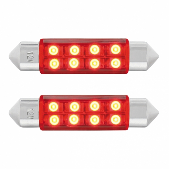 8 SMD High Power Micro LED 211-2 Dome Light Bulb - Red (2-Pack)