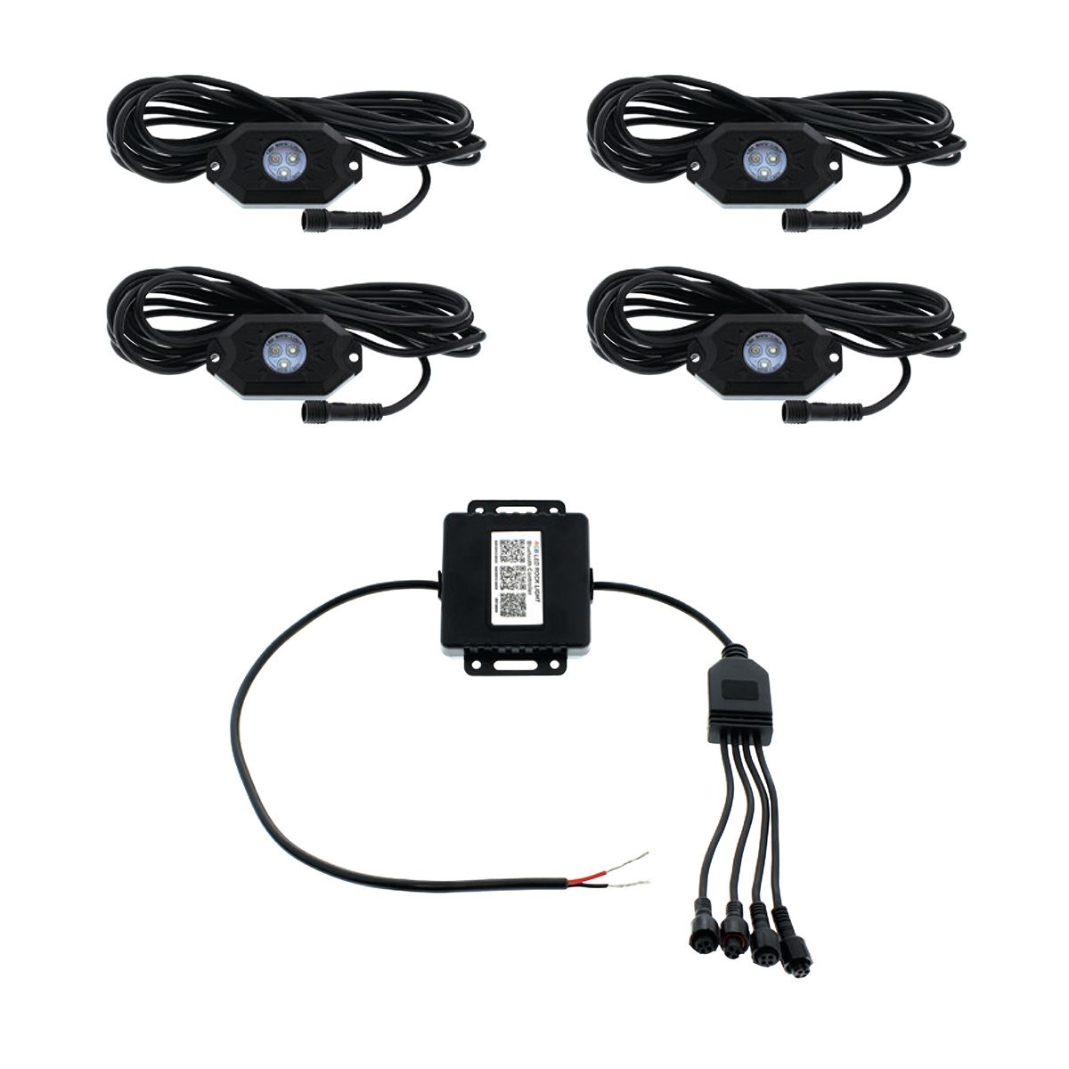 RGB Multi-Color 500 Lumen LED Rock Light 4-Piece Kit