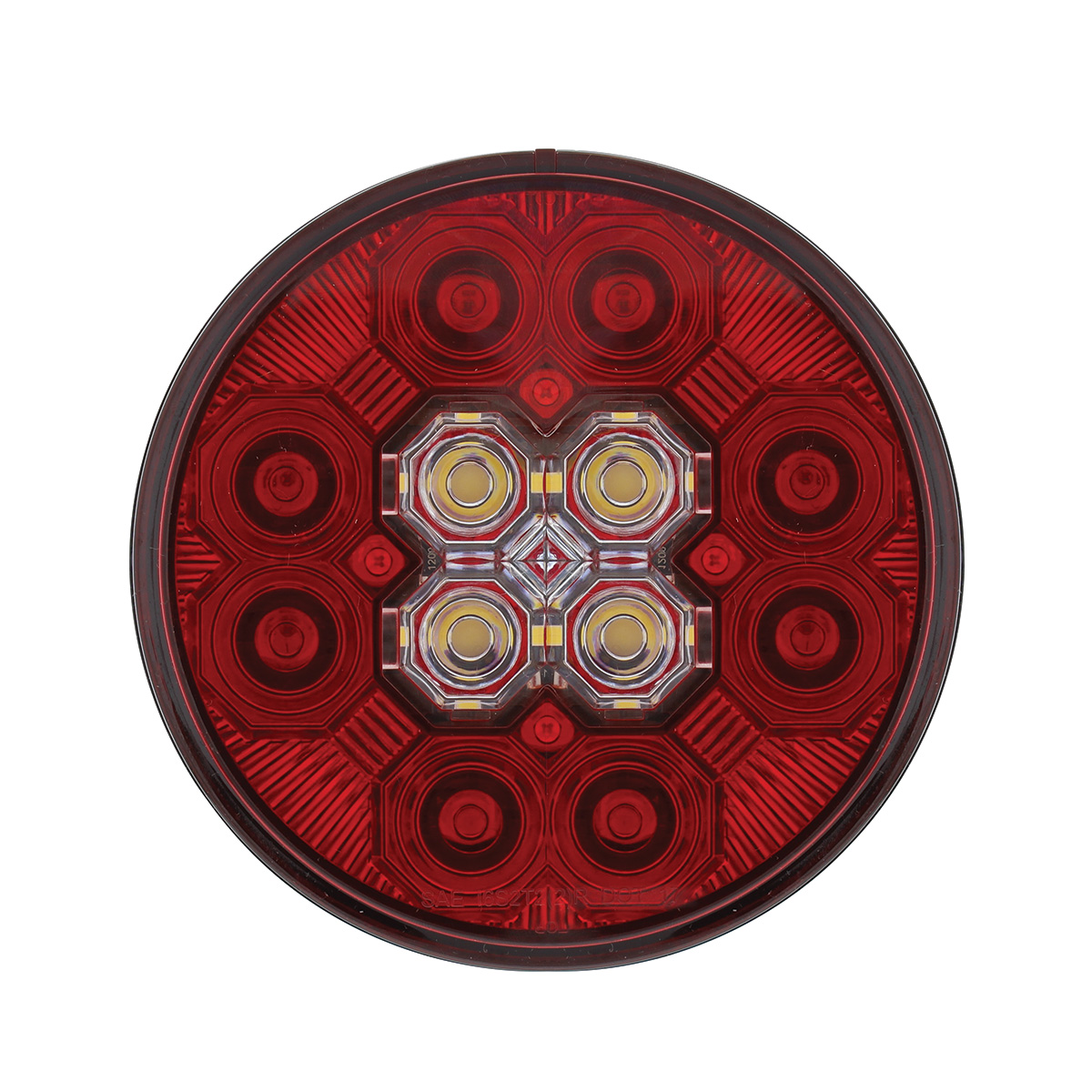 4" Round Combo Light With 12 LED Stop, Turn & Tail & 16 LED Back-Up - Red LED/Red Lens - Thumbnail 4