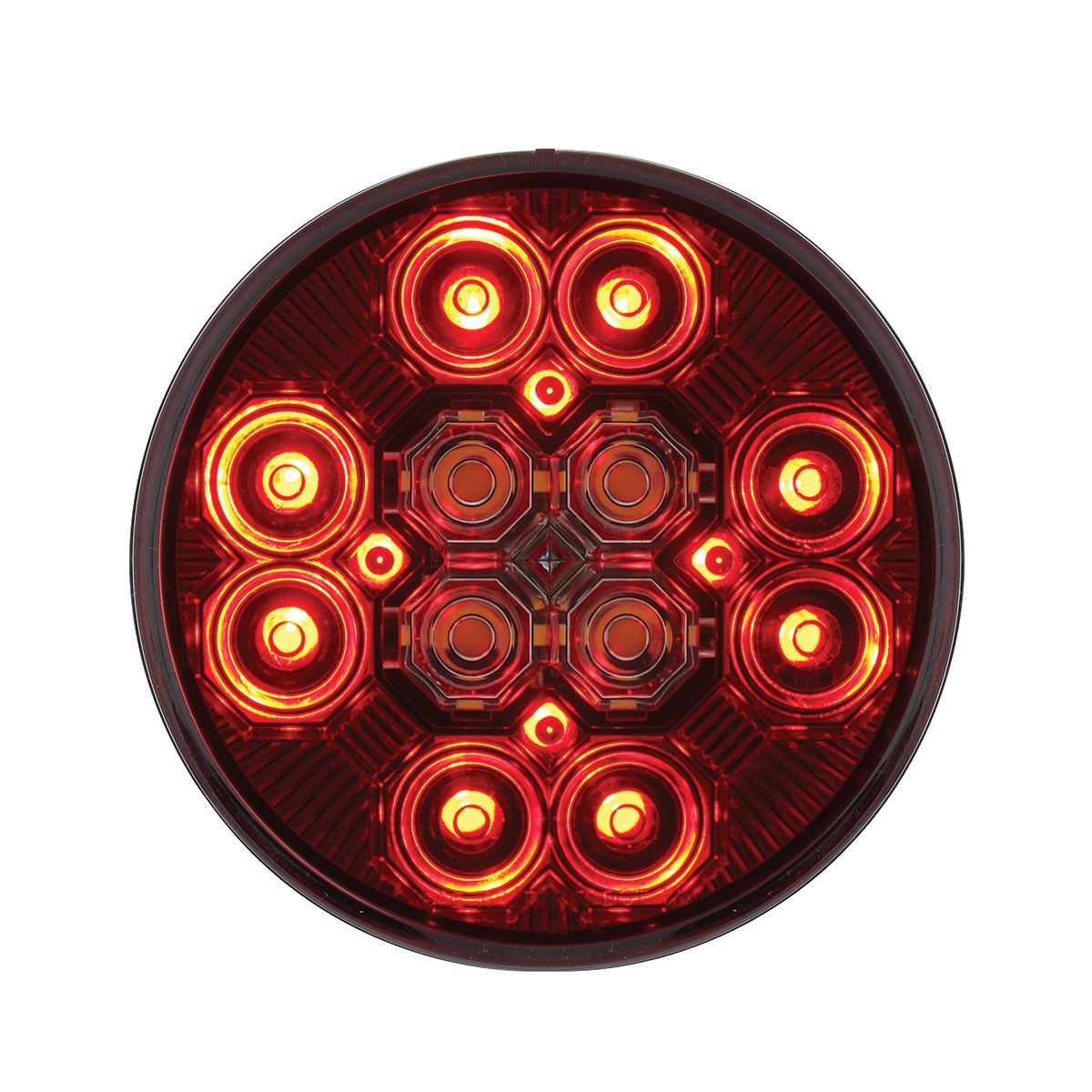 4" Round Combo Light With 12 LED Stop, Turn & Tail & 16 LED Back-Up - Red LED/Red Lens - Thumbnail 8