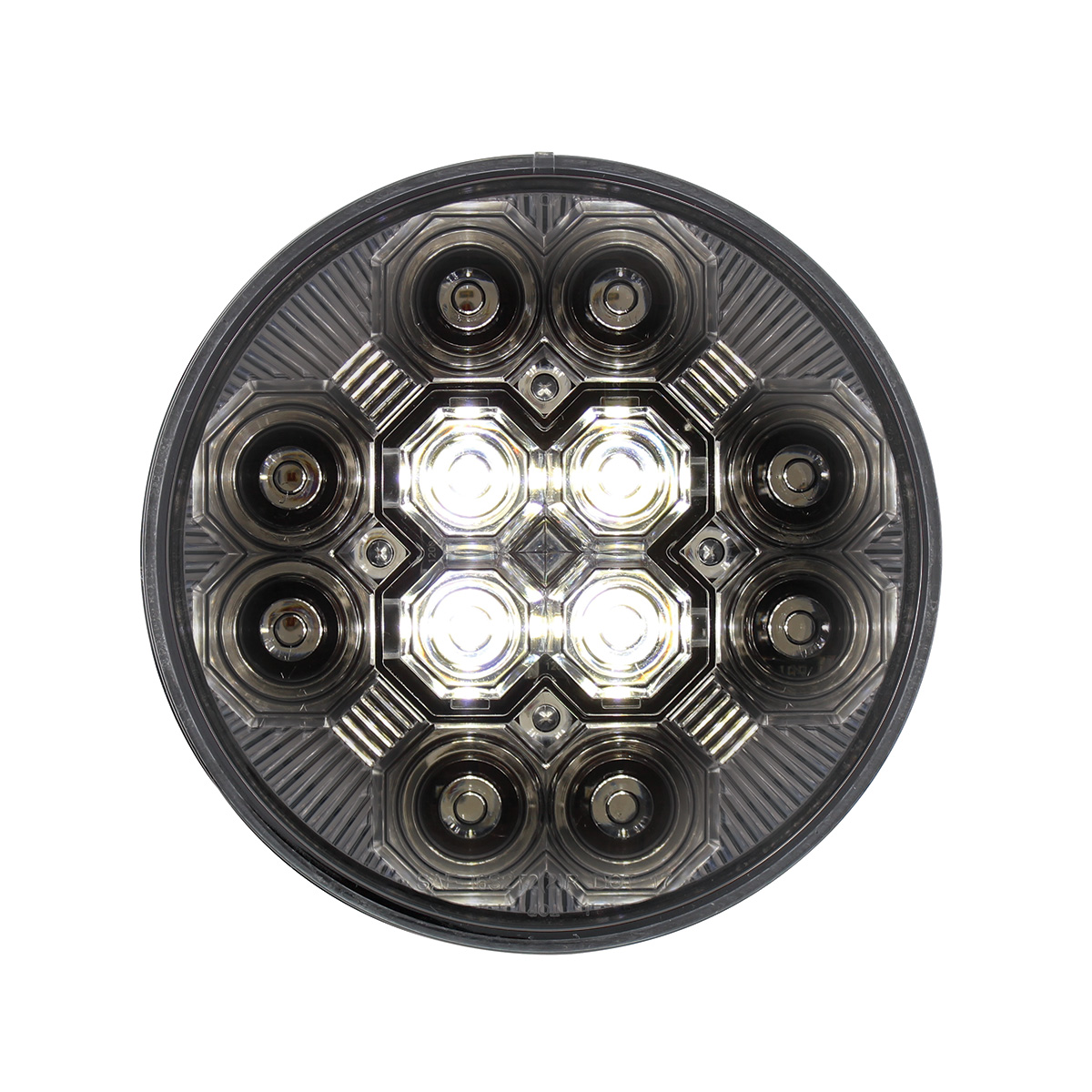 4" Round Combo Light With 12 LED Stop, Turn & Tail & 16 LED Back-Up - Red LED/Clear Lens - Thumbnail 2