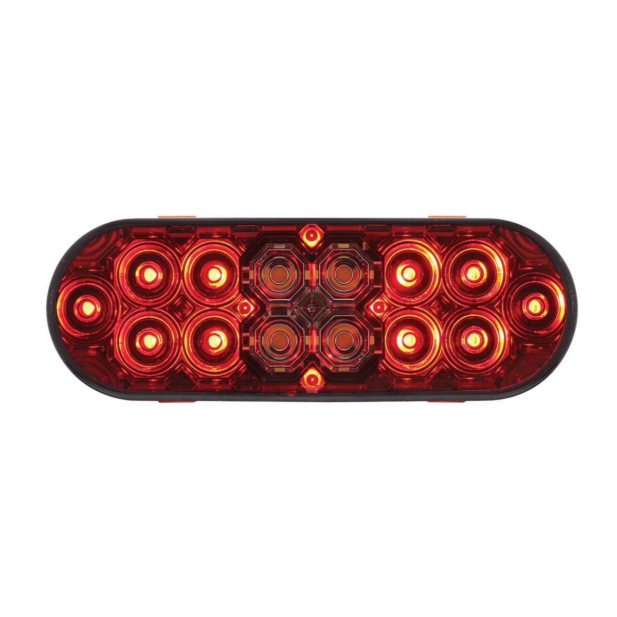 6" Oval Combo Light With 14 LED Stop, Turn & Tail & 16 LED Back-Up -Red LED/Red Lens