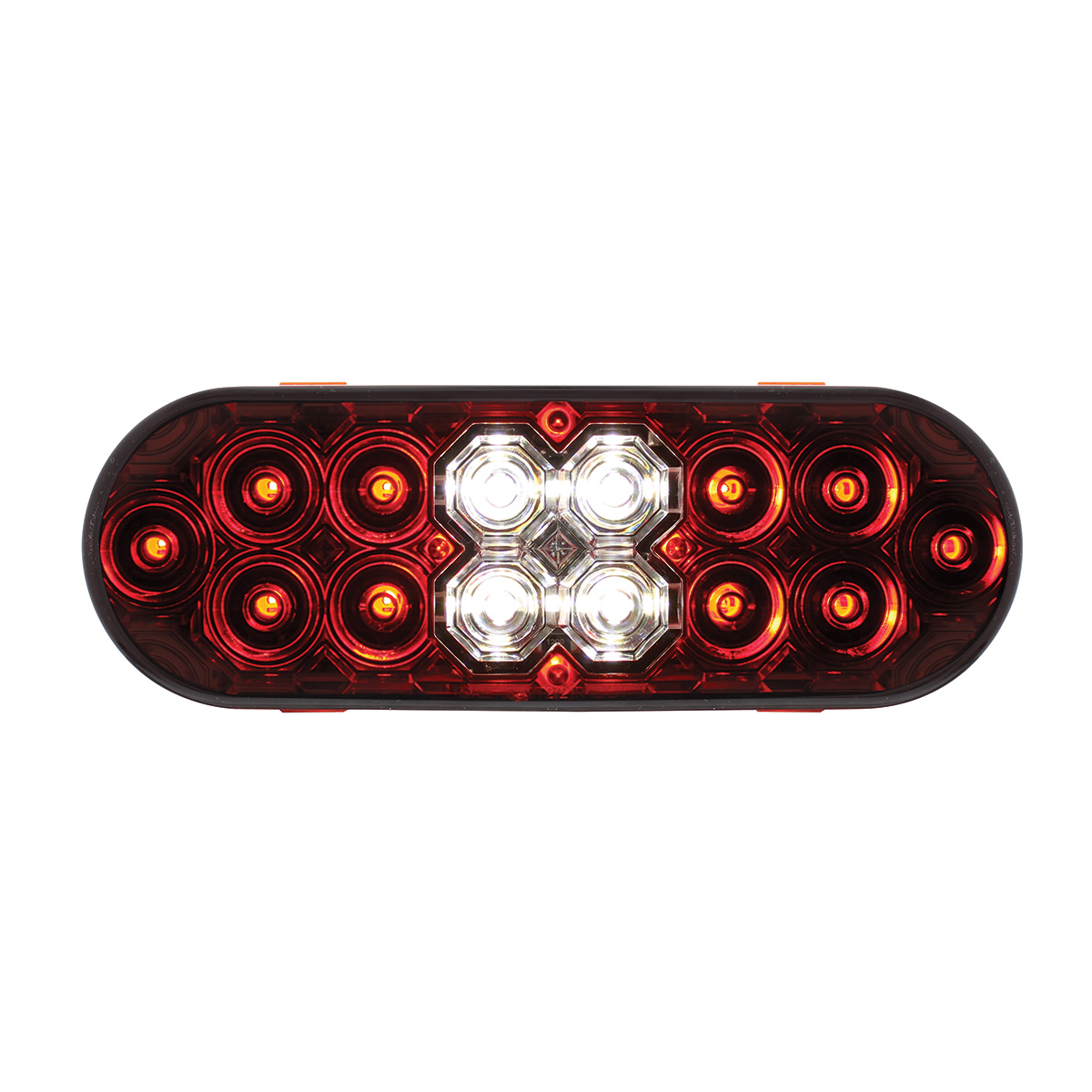 6" Oval Combo Light With 14 LED Stop, Turn & Tail & 16 LED Back-Up -Red LED/Red Lens - Thumbnail 3