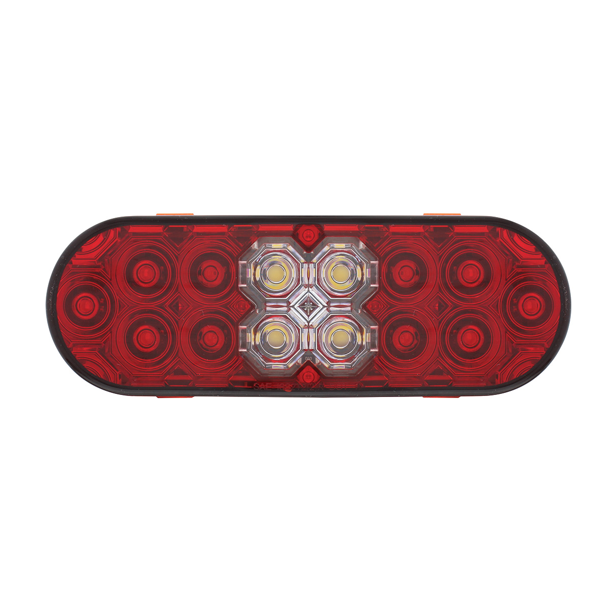 6" Oval Combo Light With 14 LED Stop, Turn & Tail & 16 LED Back-Up -Red LED/Red Lens - Thumbnail 4