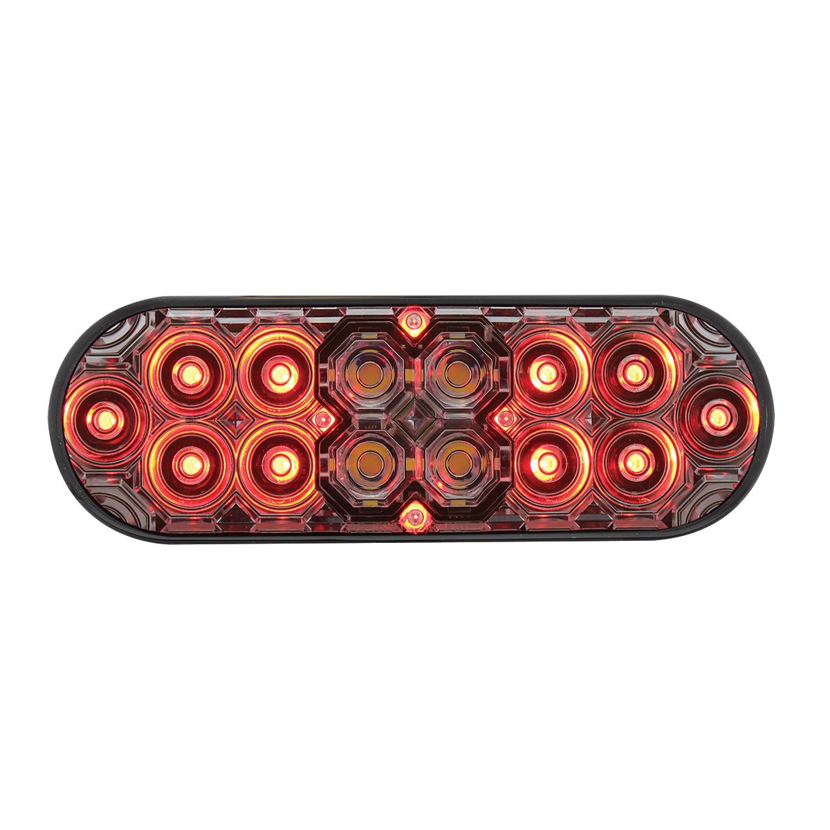 6" Oval Combo Light With 14 LED Stop, Turn & Tail & 16 LED Back-Up - Red LED/Clear Lens