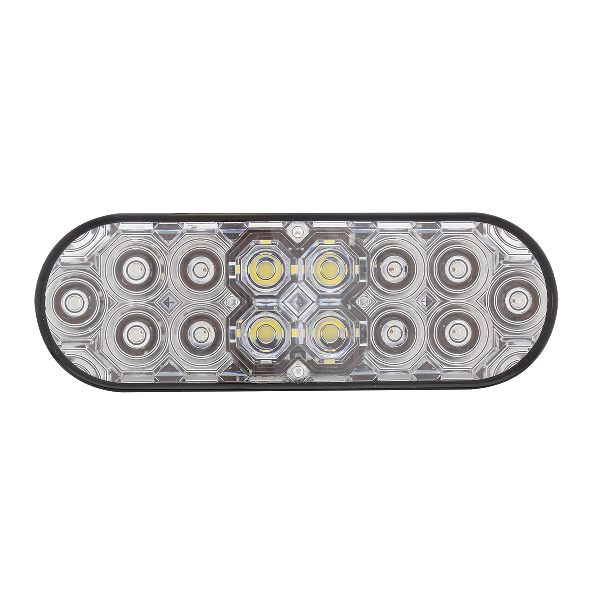 6" Oval Combo Light With 14 LED Stop, Turn & Tail & 16 LED Back-Up - Red LED/Clear Lens - Thumbnail 4