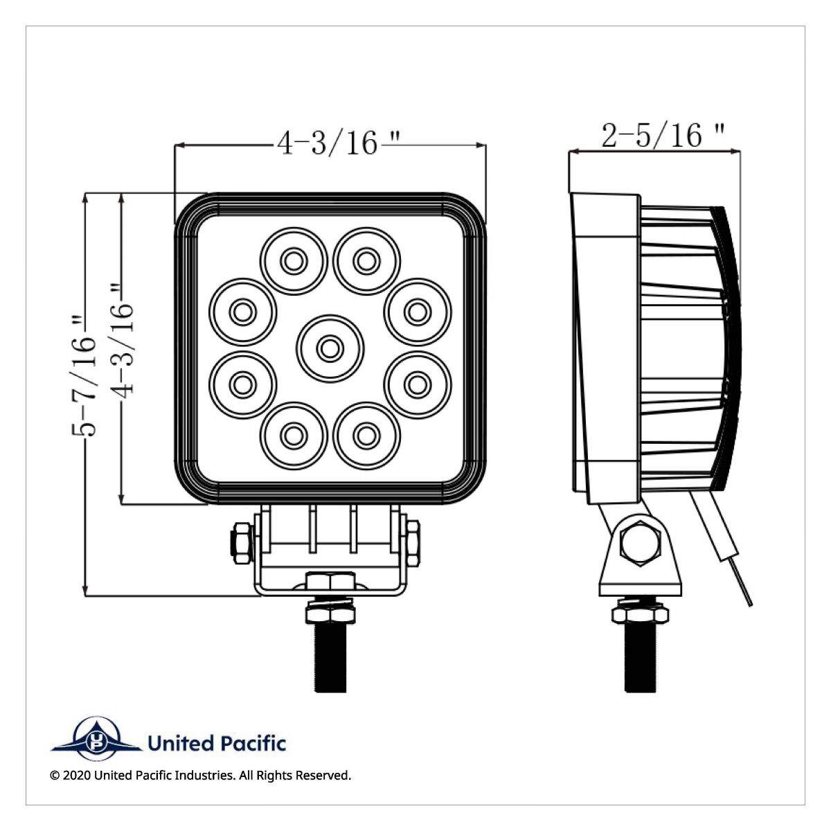 9 High Power LED 4-1/4" Square "Competition Series" Work Light - Flood - Thumbnail 5