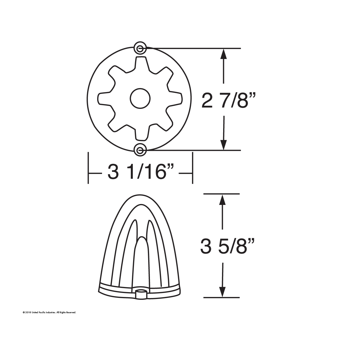 9 LED Dual Function GloLight Watermelon Grakon 1000 Style Cab Light - Amber LED/Amber Lens - Thumbnail 8