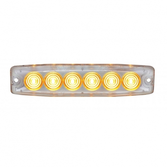 6 High Power LED Super Thin Warning Light - Amber LED/Clear Lens (Bulk)