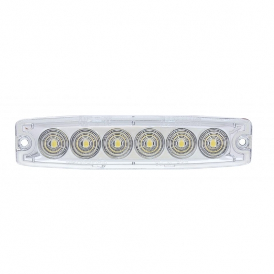 6 High Power LED Super Thin Warning Light - White LED/Clear Lens (Bulk) - Thumbnail 2