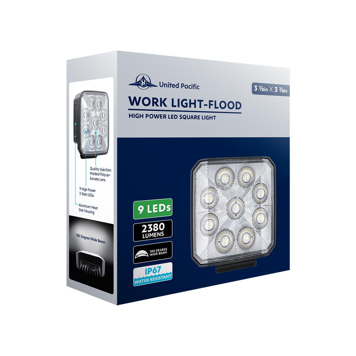 9 LED High Power 3-7/8" Square Work Light-Flood - Thumbnail 8