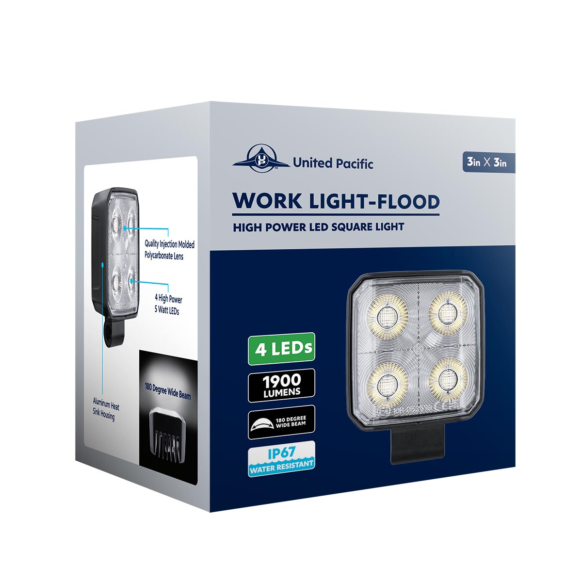 4 LED High Power 3" Square Work Light-Flood - Thumbnail 8