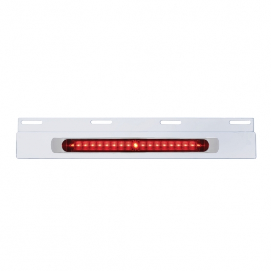 Stainless Top Mud Flap Plate With 19 LED 17" Light Bar & Bezel - Red LED/Red Lens (Each)