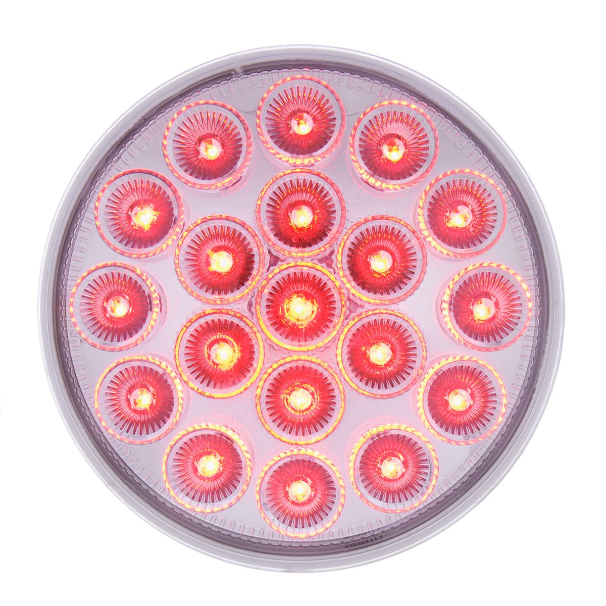 19 LED 4" Round Double Fury Light (Stop, Turn, Tail) With Warning Light - Red & Amber LED/Clear Lens