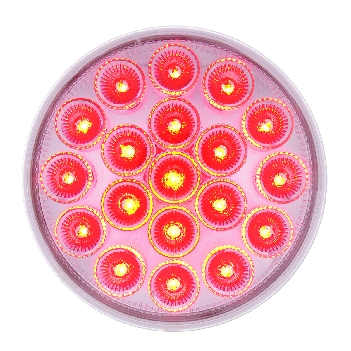 19 LED 4" Round Double Fury Light (Stop, Turn, Tail) With Warning Light - Red & Amber LED/Clear Lens - Thumbnail 2