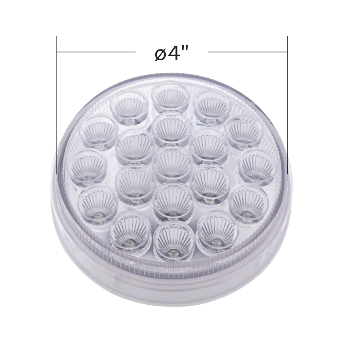 19 LED 4" Round Double Fury Light (Stop, Turn, Tail) With Warning Light - Red & Amber LED/Clear Lens - Thumbnail 12